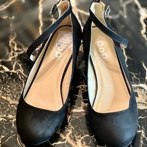 Black Suede Low Wedge